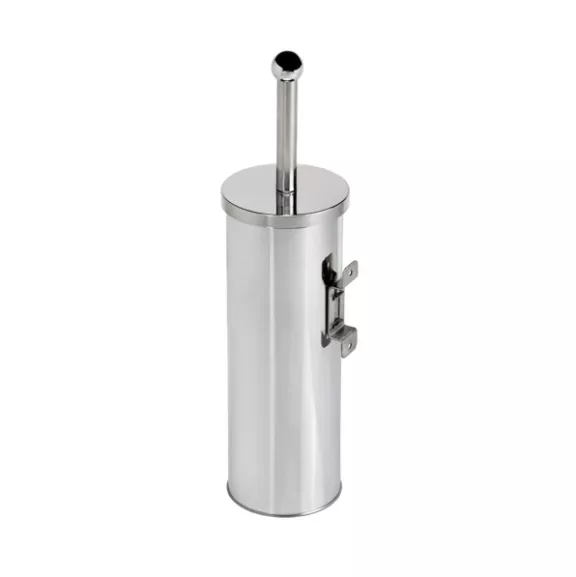 Portascopino cilindrico murale in acciaio lucido