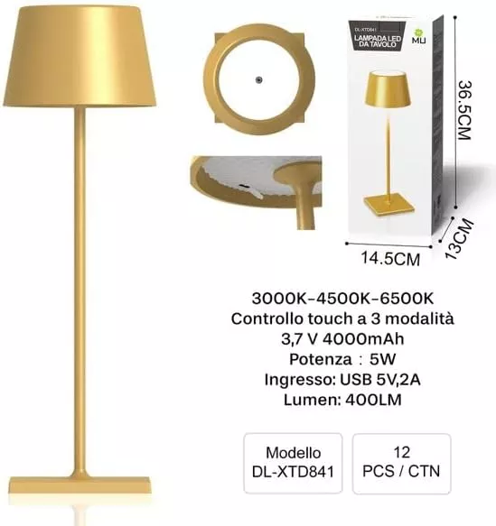 Lampada led da tavolo oro