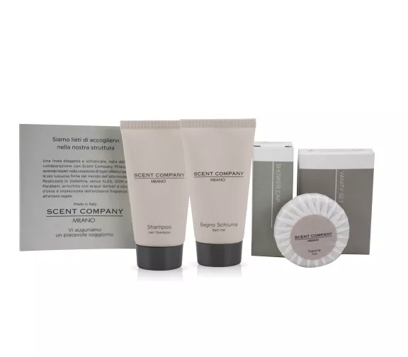 Kit in box 30 ospiti linea cortesia Scent Company Milano