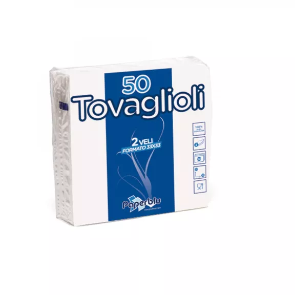 Tovagliolo bianco 2 veli 33x33cm
